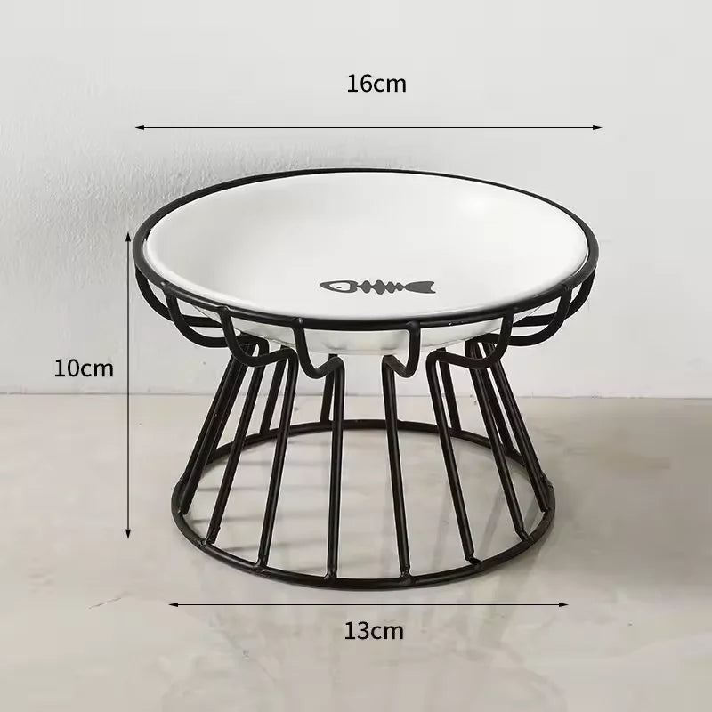 Ceramic Raised Pet Bowl Food Water Bowls with Rack for Cats Dogs
