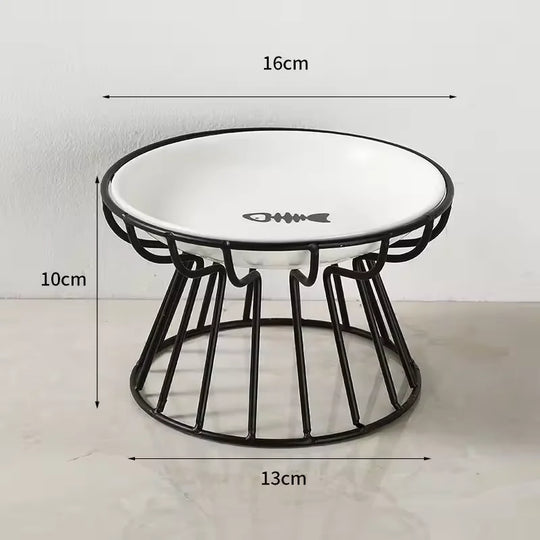 Ceramic Raised Pet Bowl Food Water Bowls with Rack for Cats Dogs