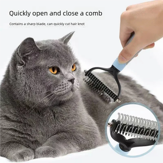 Pet Deshedding Brush Double Sided Pet Grooming Tool for Shedding and Dematting - Stainless Steel Dog Comb with Effective Results