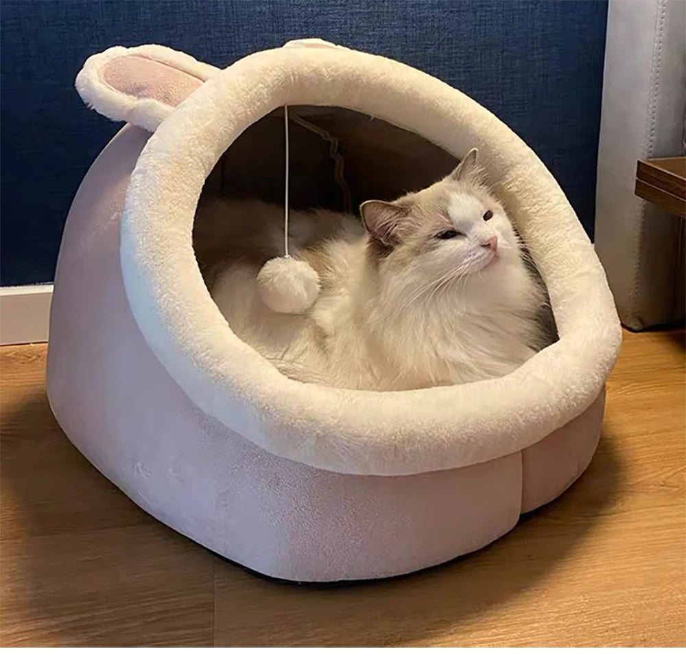 Deep Sleep Cat Bed Cartoon Pet Bed Foldable Removable Washable