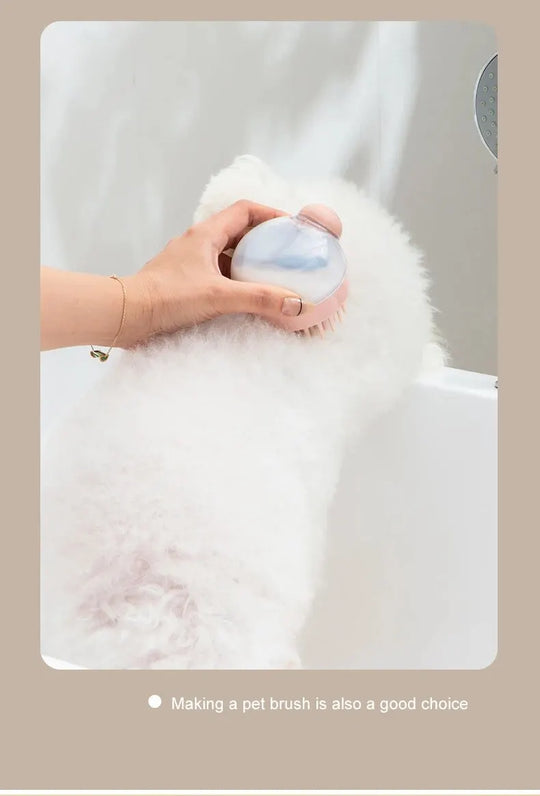 1pc Pet Bath Brush Soft Silicone With Shampoo Dispenser