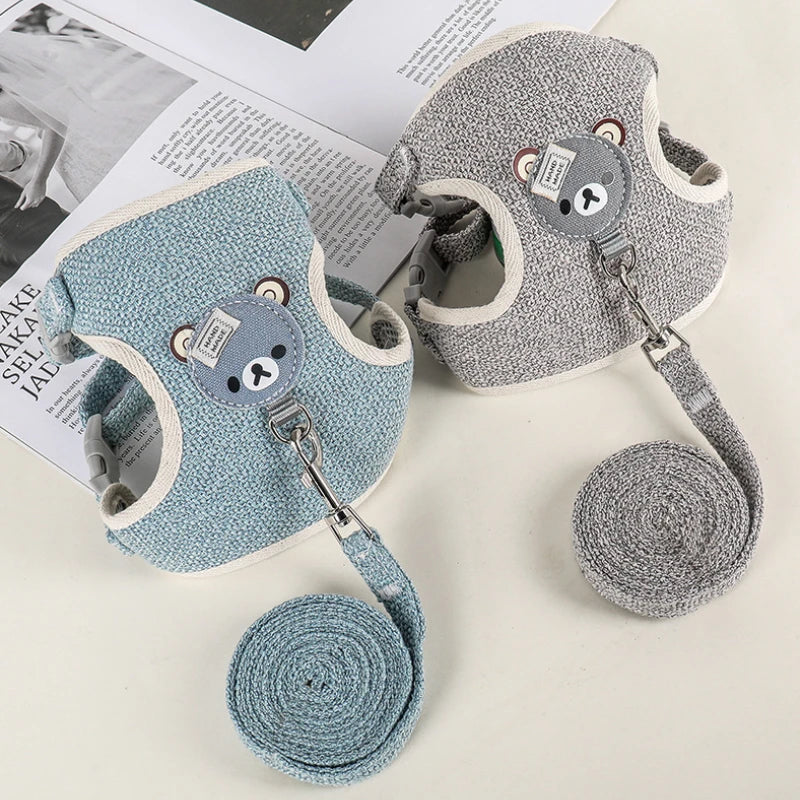 Cat Dog Harness with Lead Leash Adjustable Vest Mesh Breathable Adjustable Chest Harness Outdoor Walking Cat Pet Supplies