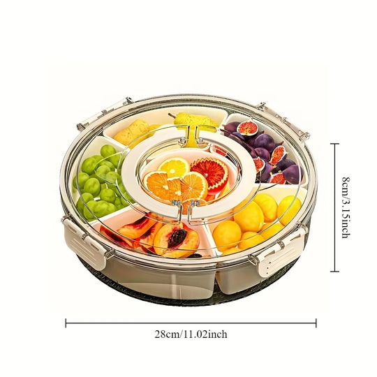 Rotatable 5-Compartment Food Storage Tray For Pets