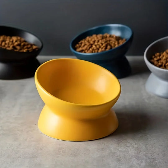 Ceramic Raised Cat Bowl Set - Stress-Free Elevated Pet Feeding Tray