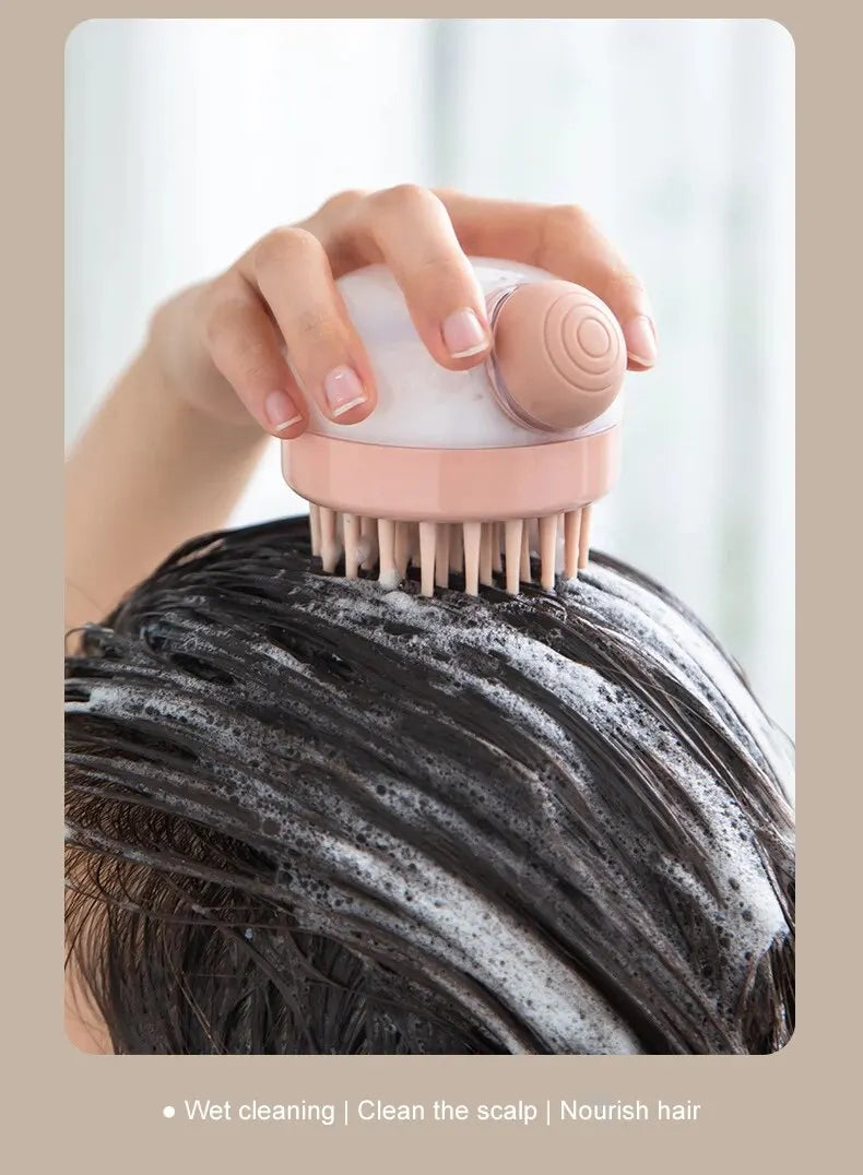 1pc Pet Bath Brush Soft Silicone With Shampoo Dispenser