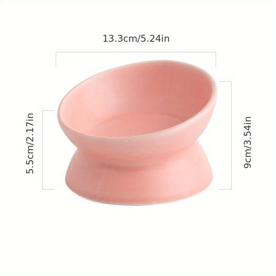 Ceramic Raised Cat Bowl Set - Stress-Free Elevated Pet Feeding Tray