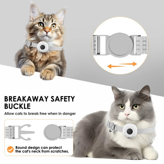 GPS Tracker, Waterproof Pet Tracker for Cats, Cat GPS Tracker Collar with Safety Elastic Buckle (Only iOS), No Monthly Fee
