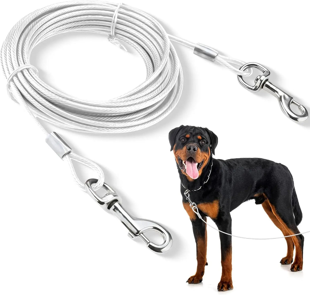 Double-headed Dog Tie Out Cable Leash ,raction rope with metal buckle steel wire
