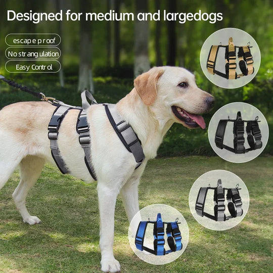 Adjustable Anti-Breakaway Dog Harness for Outdoor Activities – Secure Control for Medium & Large Dogs