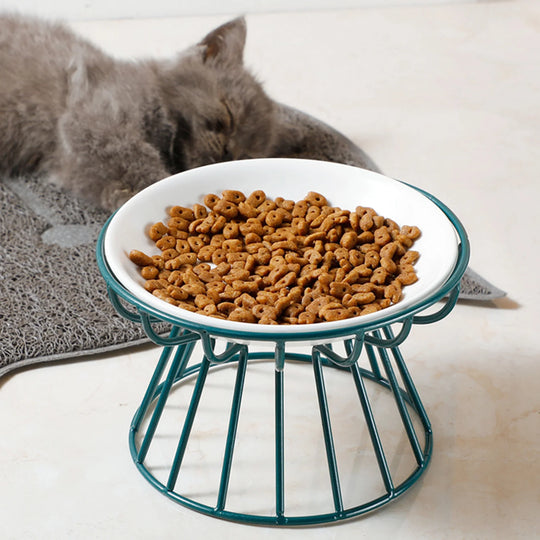 Ceramic Raised Pet Bowl Food Water Bowls with Rack for Cats Dogs