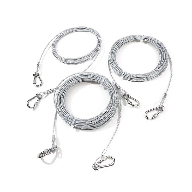 Double-headed Dog Tie Out Cable Leash ,raction rope with metal buckle steel wire