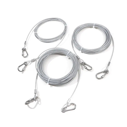 Double-headed Dog Tie Out Cable Leash ,raction rope with metal buckle steel wire