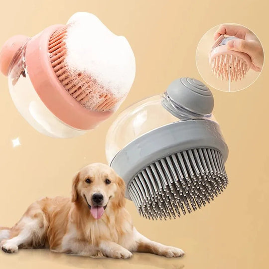 1pc Pet Bath Brush Soft Silicone With Shampoo Dispenser