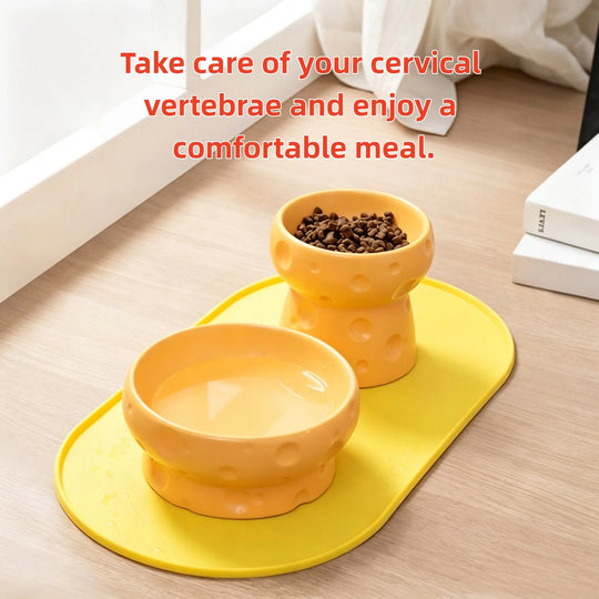 Pet Ceramic Bowl - Nordic High-Legged Ceramic Cat Food Bowl - Snack Tray - Specifically Designed for Kittens and Puppies
