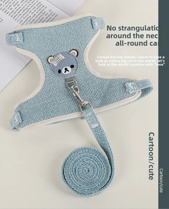 Cat Dog Harness with Lead Leash Adjustable Vest Mesh Breathable Adjustable Chest Harness Outdoor Walking Cat Pet Supplies
