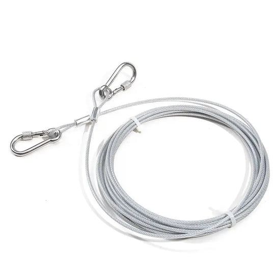 Double-headed Dog Tie Out Cable Leash ,raction rope with metal buckle steel wire