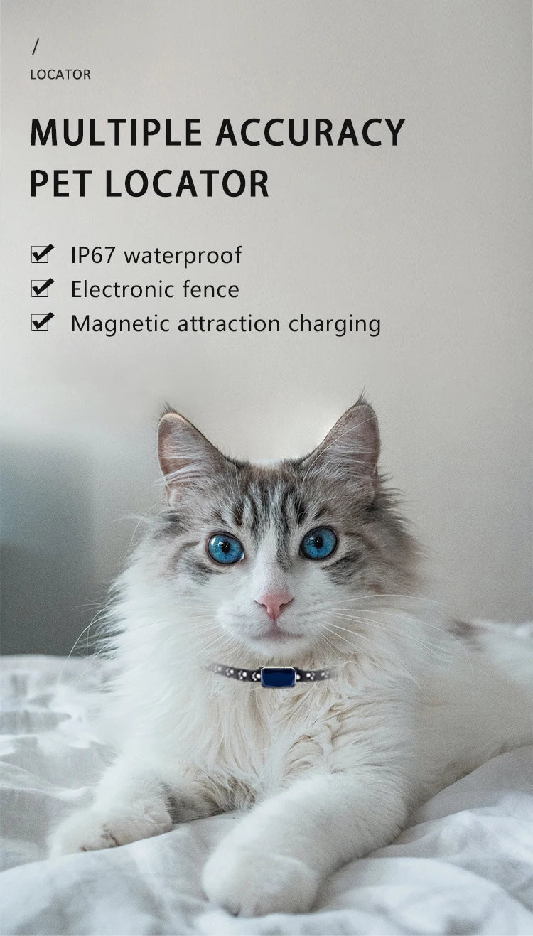 Pet Collar Mini GPS Tracker, GSM Wifi LBS Anti-lost Tracker Pet Location Collar IP67 Waterproof for Pet Dog Cat Sheep Tracking