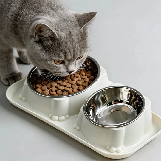 1-Piece Ant-Resistant Pet Bowl Anti-Overspill Non-Slip Feeding Water Bowl Suitable for Cats And Dogs Food And Drinking Tray