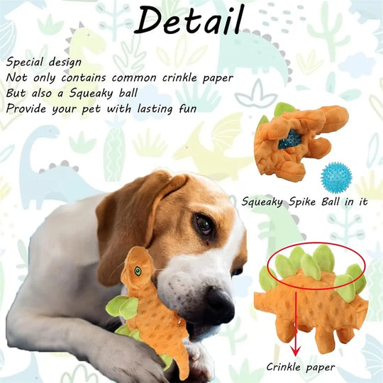 Pet Dog Squeaky Plush Dinosaur Toys Interactive