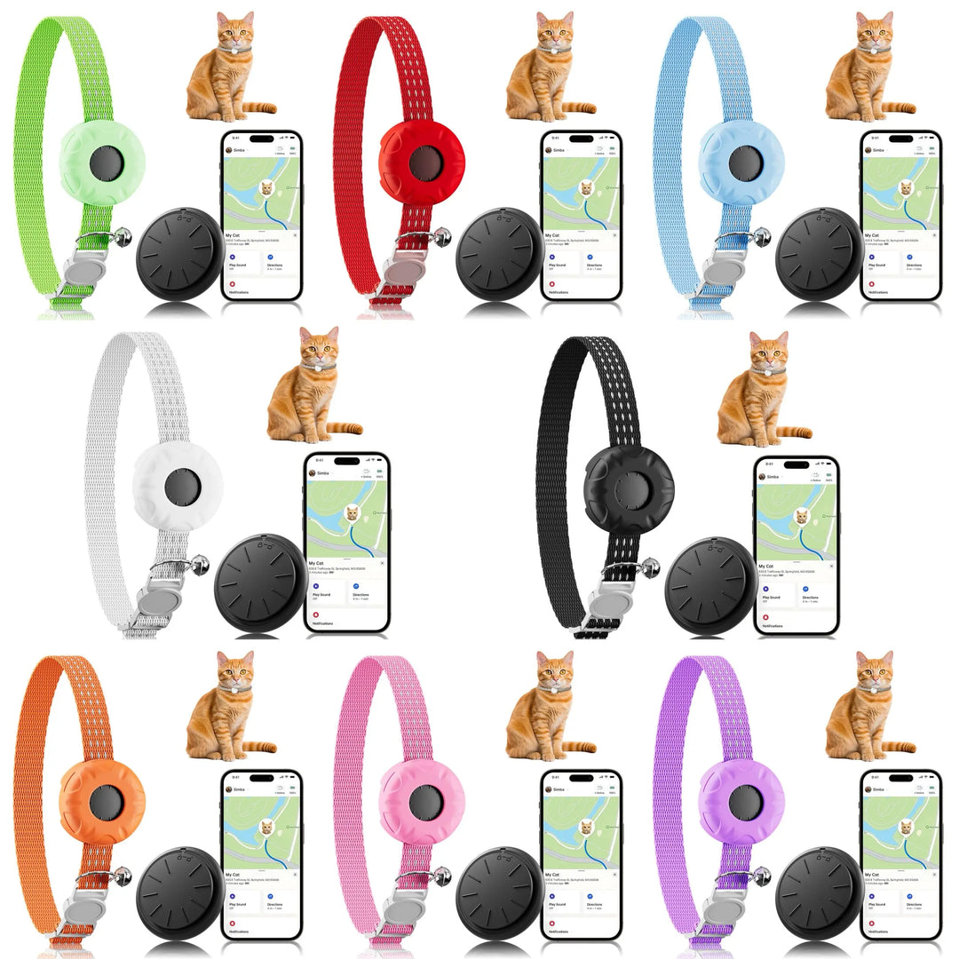 GPS Tracker, Waterproof Pet Tracker for Cats, Cat GPS Tracker Collar with Safety Elastic Buckle (Only iOS), No Monthly Fee