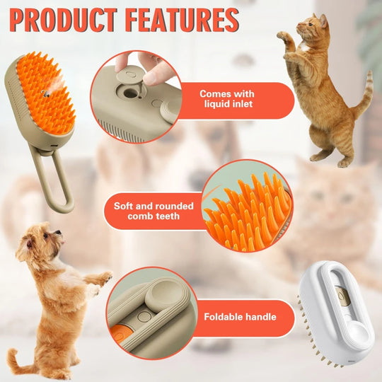 Pet Cat Grooming Comb with Electric Spray Water Steam