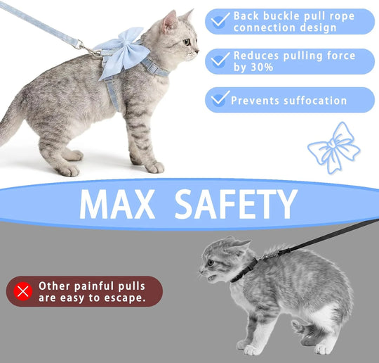 Cute Bowknot Cat Harness and Leash Adjustable Pet Harness