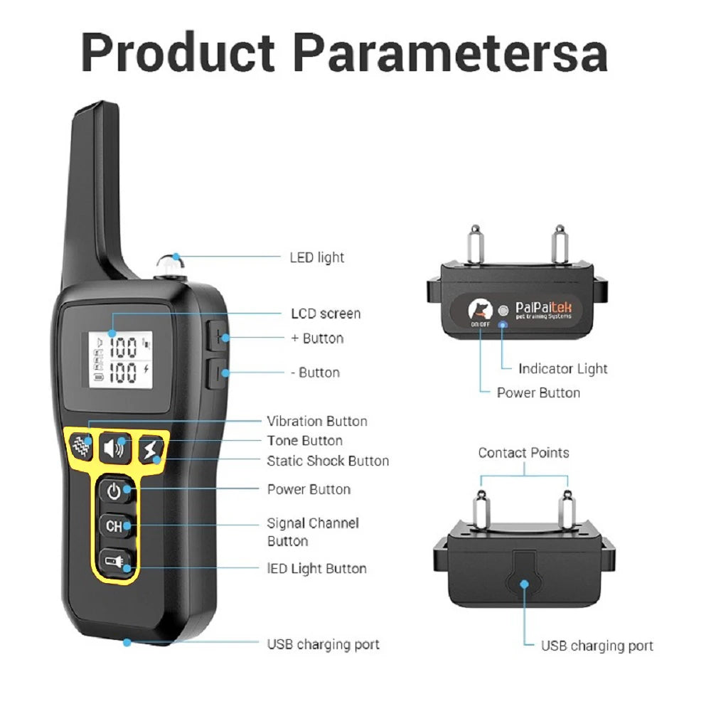 Dog Training Collar, Universal Dog Bark Collar, Waterproof Rechargeable