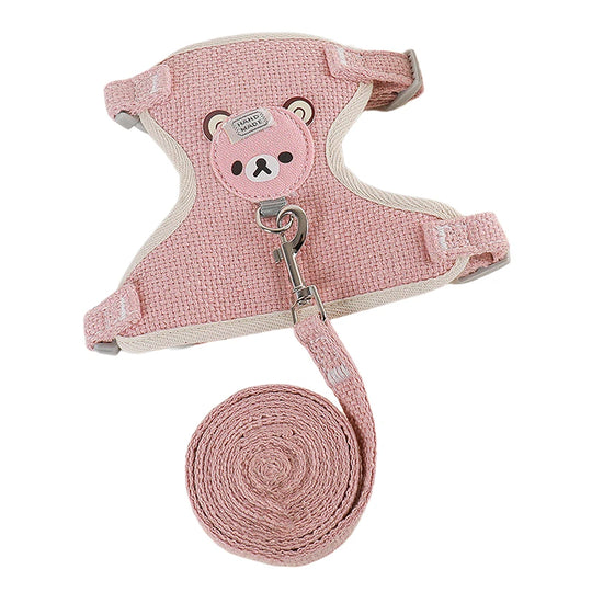 Cat Dog Harness with Lead Leash Adjustable Vest Mesh Breathable Adjustable Chest Harness Outdoor Walking Cat Pet Supplies