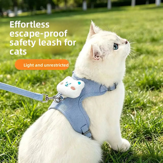 Cartoon Cat Leash Anti-Escape Pet Outdoor Use Chest and Back Harness for Small Dogs, Doll-Style Vest Leash