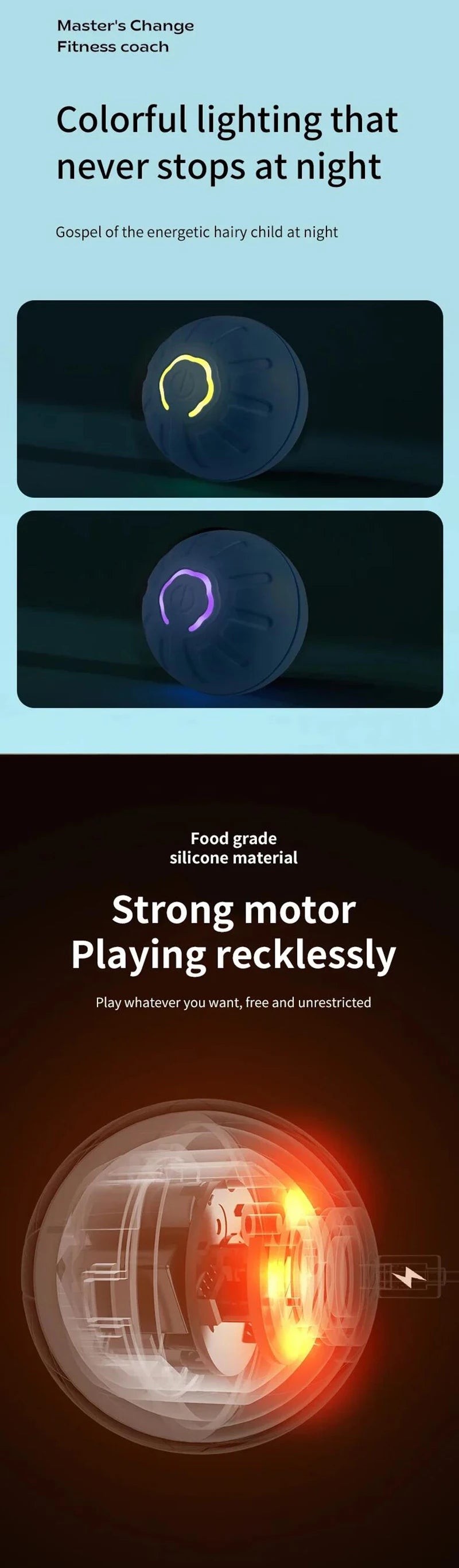 Electronic Interactive Pet Toy Moving Ball USB Automatic Moving Bouncing for Puppy