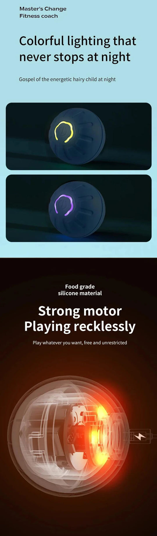 Electronic Interactive Pet Toy Moving Ball USB Automatic Moving Bouncing for Puppy