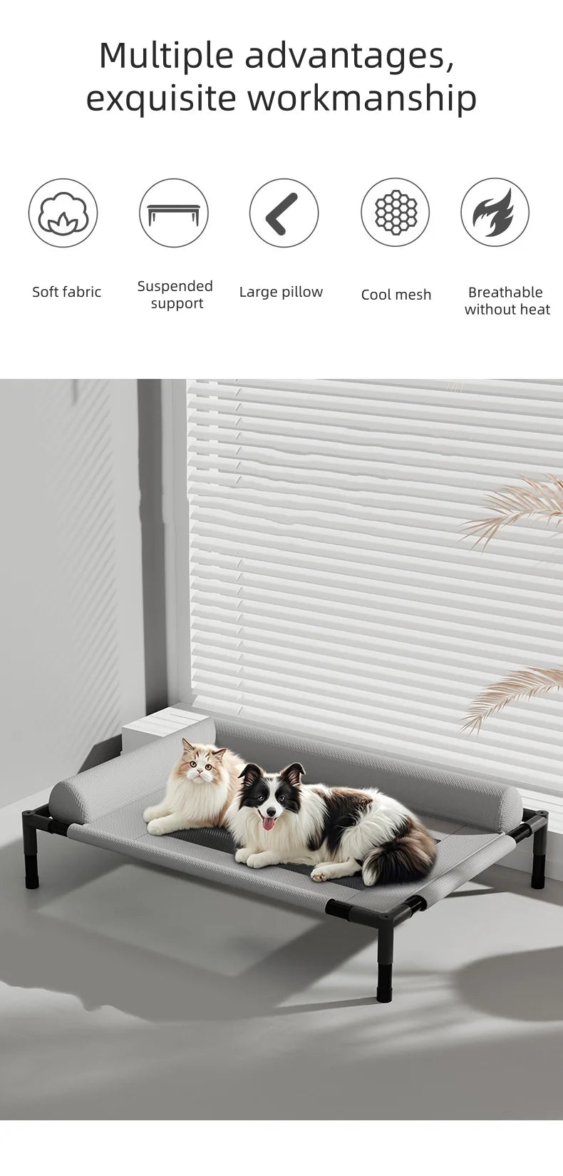 Elevated Pet Bed for Dogs & Cats Durable Breathable