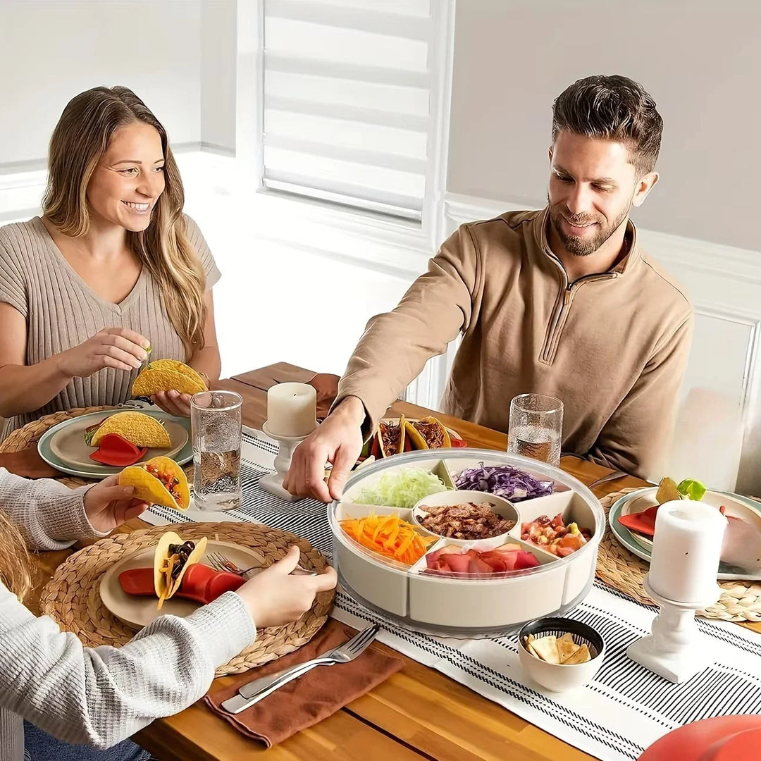 Rotatable 5-Compartment Food Storage Tray For Pets