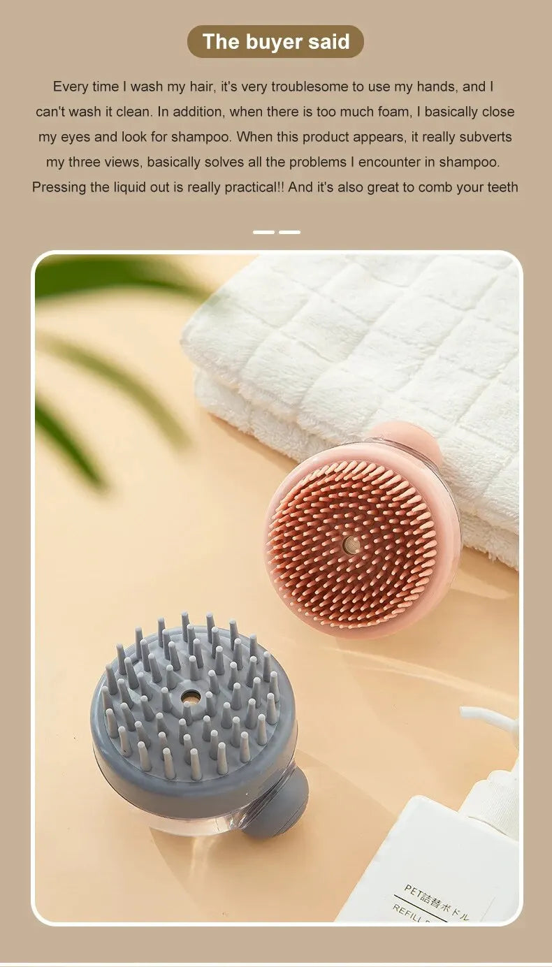 1pc Pet Bath Brush Soft Silicone With Shampoo Dispenser