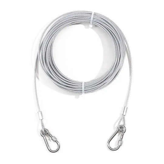 Double-headed Dog Tie Out Cable Leash ,raction rope with metal buckle steel wire