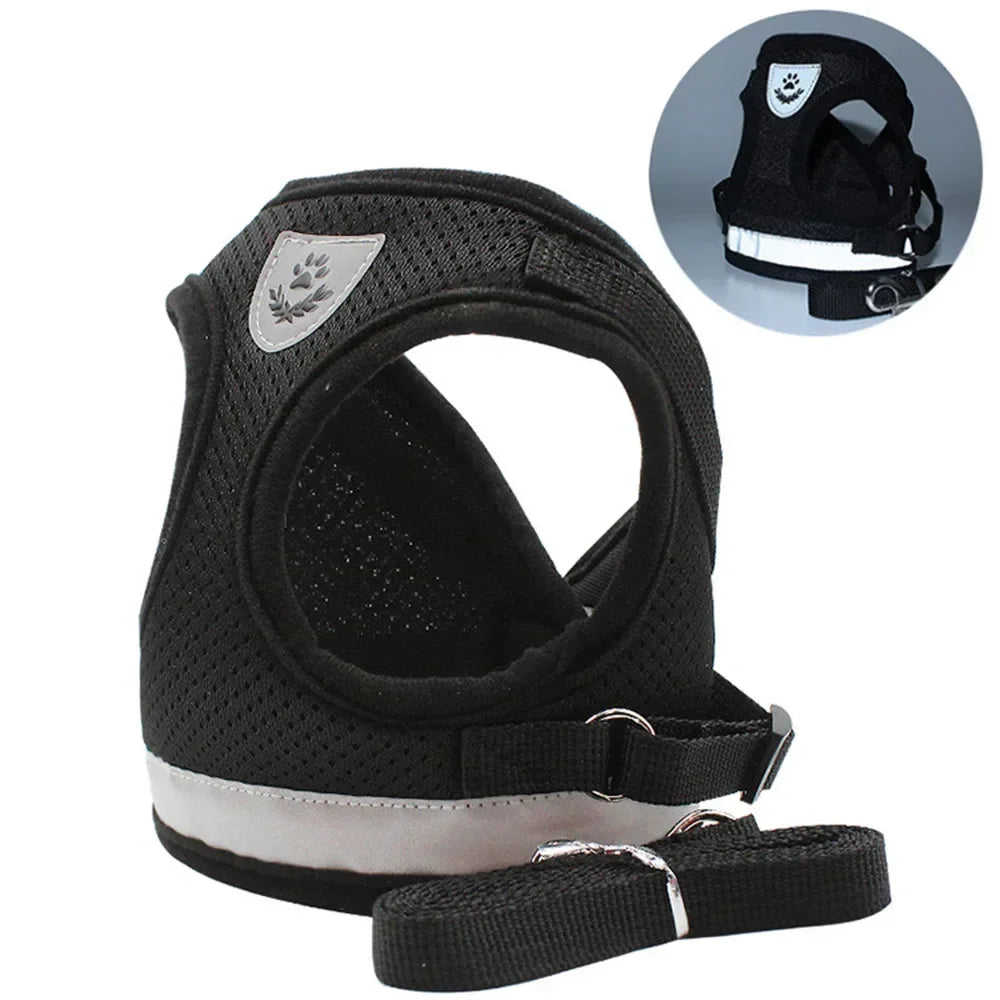 Cat Harness Lead Leash Set Adjustable Reflective Escape Proof Pet
