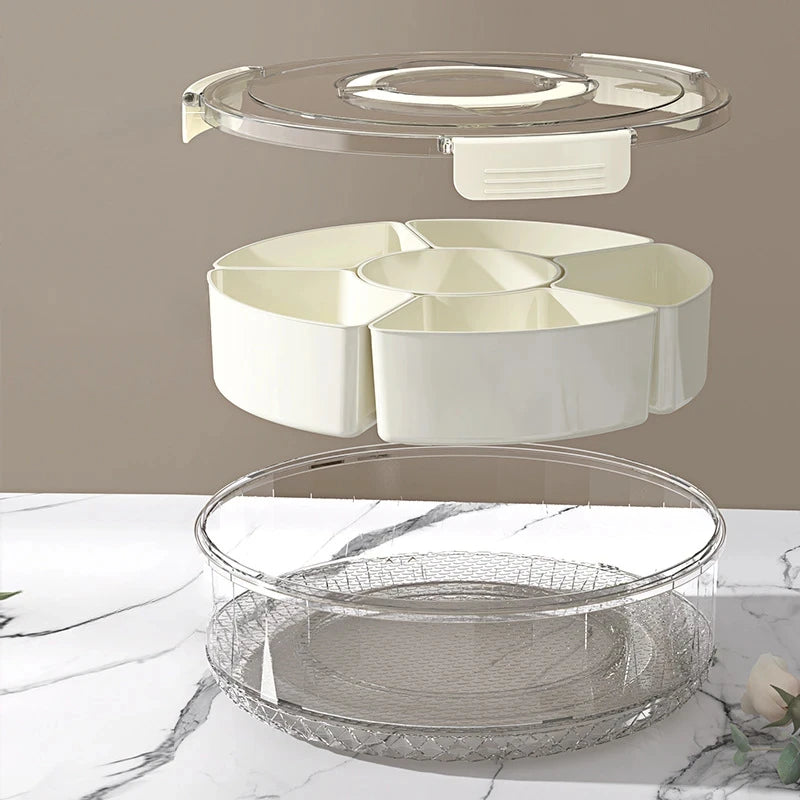 Rotatable 5-Compartment Food Storage Tray For Pets