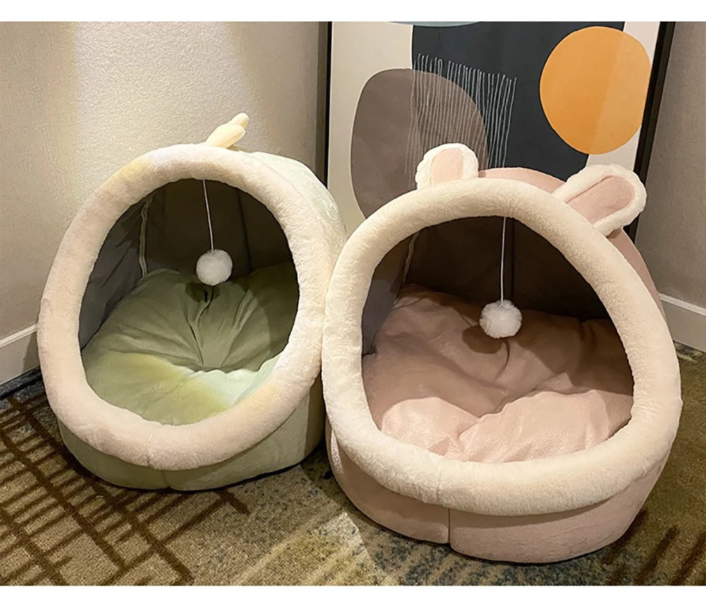 Deep Sleep Cat Bed Cartoon Pet Bed Foldable Removable Washable