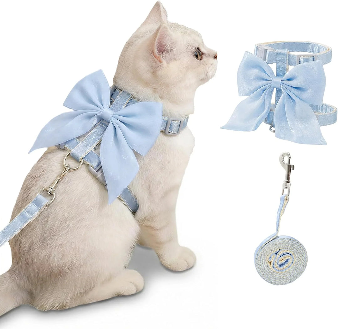 Cute Bowknot Cat Harness and Leash Adjustable Pet Harness