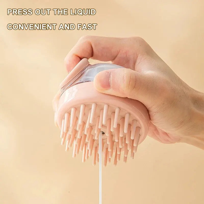 1pc Pet Bath Brush Soft Silicone With Shampoo Dispenser
