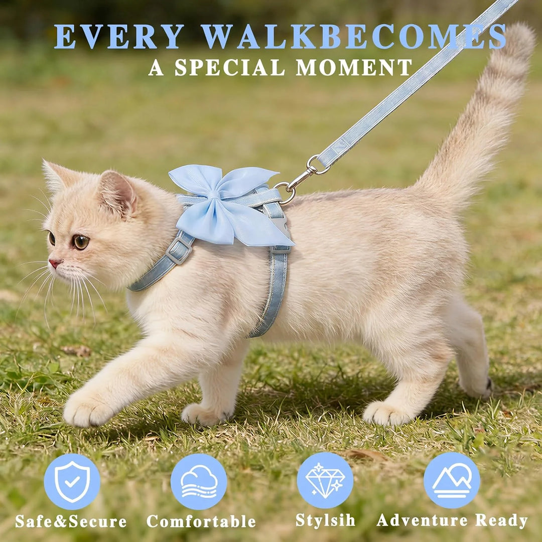 Cute Bowknot Cat Harness and Leash Adjustable Pet Harness