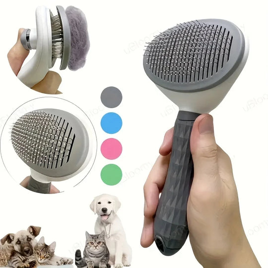 Pet Dog Brush; Cat Brush; One-Button Pet Hair Removal Brush