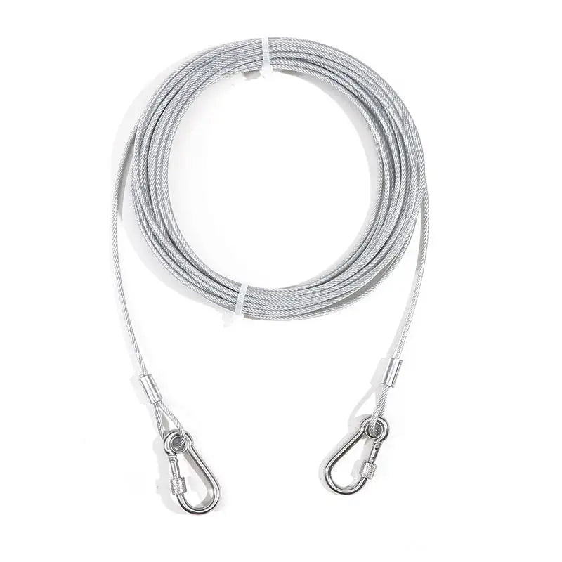 Double-headed Dog Tie Out Cable Leash ,raction rope with metal buckle steel wire