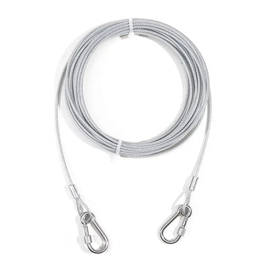 Double-headed Dog Tie Out Cable Leash ,raction rope with metal buckle steel wire
