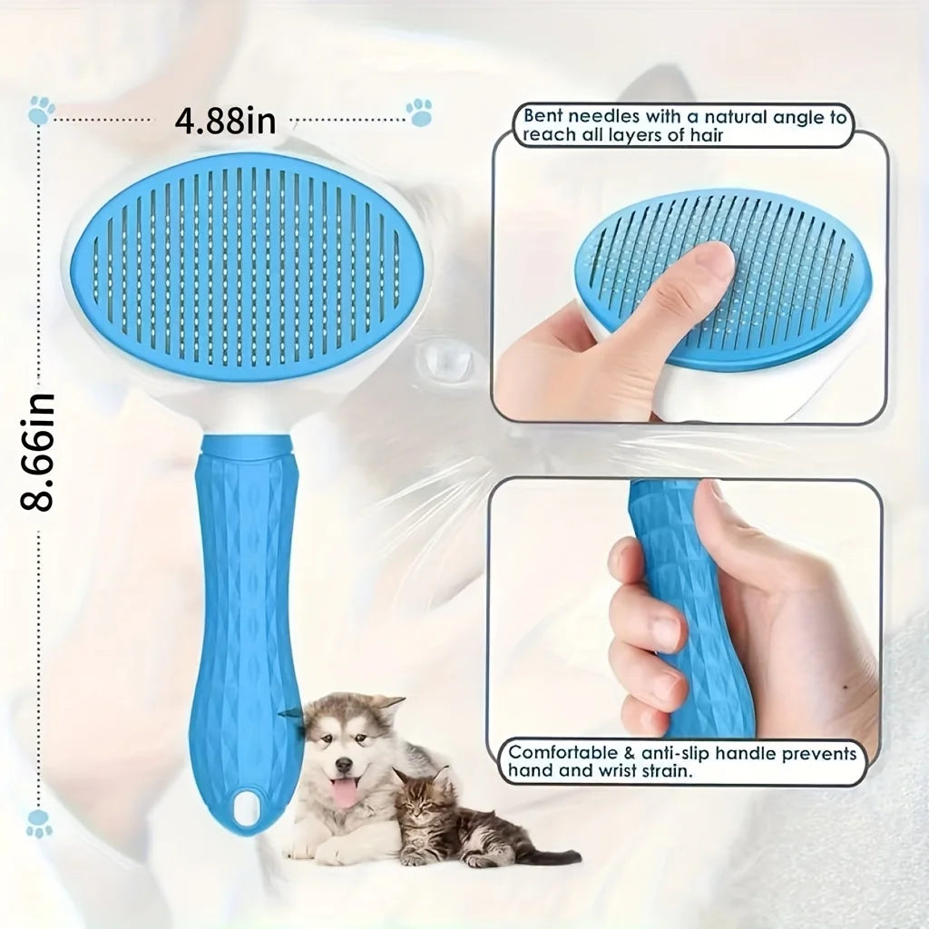 Cat & Dog Dehairing Brush with One-Touch Mechanism