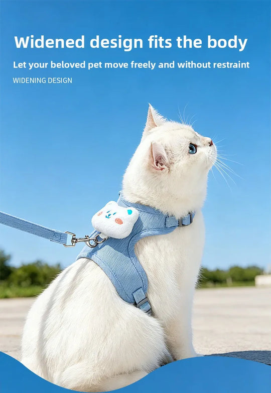 Cartoon Cat Leash Anti-Escape Pet Outdoor Use Chest and Back Harness for Small Dogs, Doll-Style Vest Leash