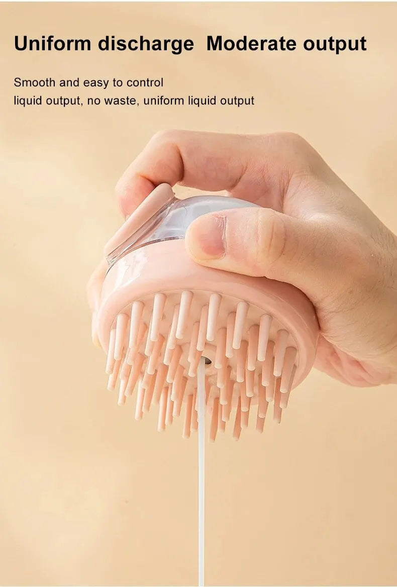 1pc Pet Bath Brush Soft Silicone With Shampoo Dispenser