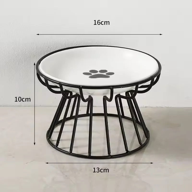Ceramic Raised Pet Bowl Food Water Bowls with Rack for Cats Dogs
