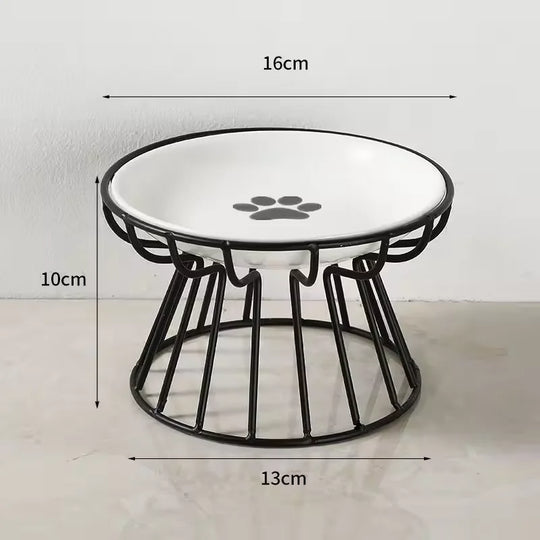 Ceramic Raised Pet Bowl Food Water Bowls with Rack for Cats Dogs