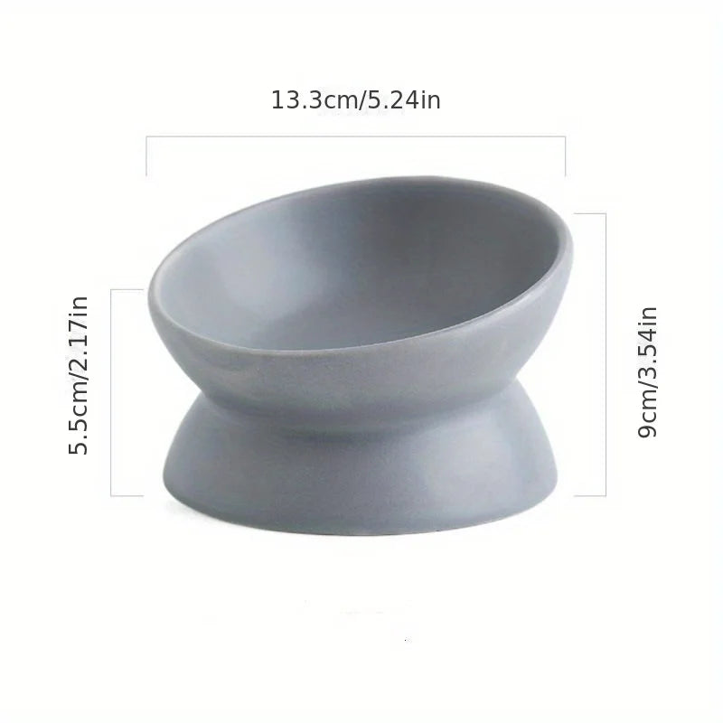 Ceramic Raised Cat Bowl Set - Stress-Free Elevated Pet Feeding Tray